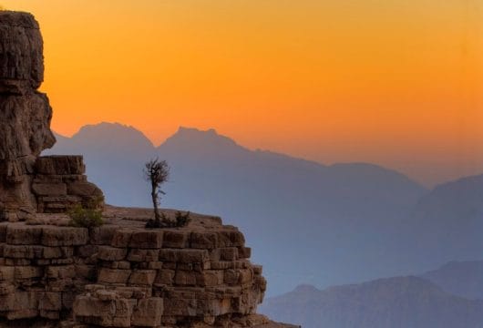 Sonnenaufgang im Hadschar Gebirge, Oman