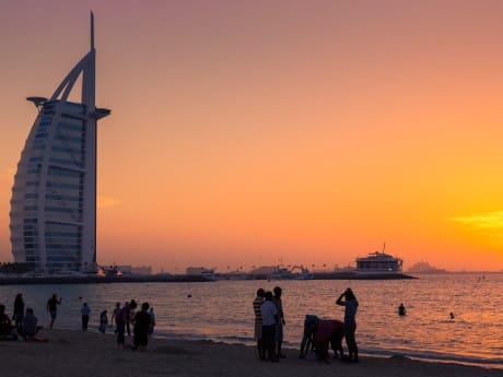dubai burj al arab at sunset