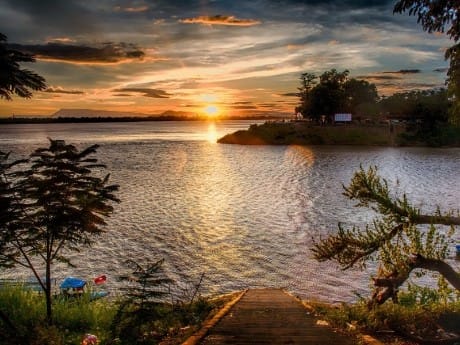 Sonnenuntergang am Mekong, Pakse